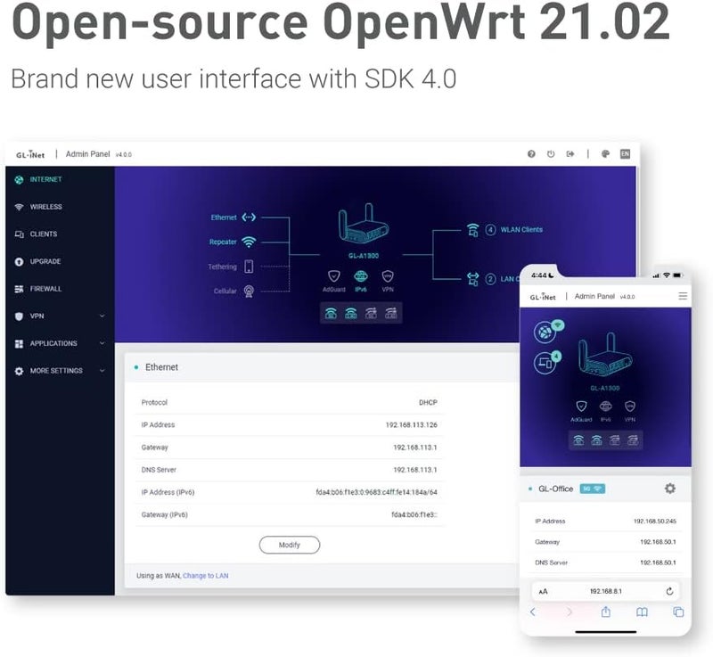 GL.iNet GL-A1300 Pocket VPN Travel Router - Portable Wi-Fi Router for Travel, Easy to Set up, Connect to Public & Hotel Wi-Fi login Page - Image 4